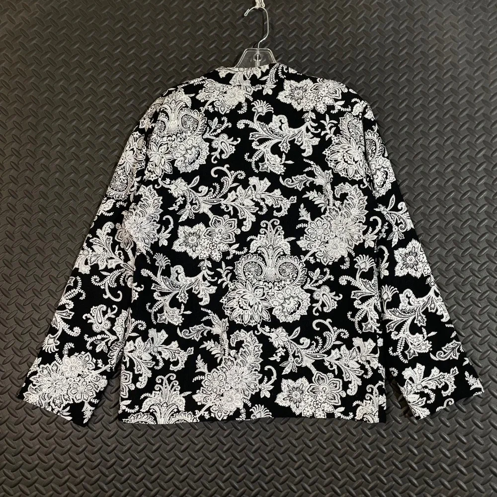 VTG Pendleton Country Sophisticates‎ Petite Black White Floral Blazer Jacket 12